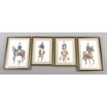 Brian Glidden (20th Century); a set of four framed watercolour paintings depicting a horse rider -