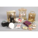 A quantity of collectables. Includes 19th century prayer book, clocks, Institute of Advanced