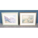 Two framed original John Campbell watercolour landscapes. One depicts Cofa Pike at St Sunday Crag.