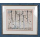 John Ogilby (British 1600-1676) 'Road to Bristol to Chester' road strip coloured engraving. H: