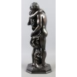 After Crosa, a modern bronzed study 'Lovers'. Stamped 'Crosa, 2001'. Height: 37cm.