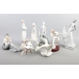 A collection of ceramic figures, to include Lladro and Nao examples. Fingers missing from Lladro