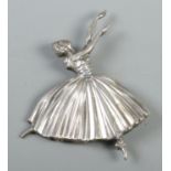 A silver brooch in the form of a Ballerina, assayed for Birmingham, 1948, by D.H Phillips. Total
