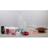 A quantity of glassware. To include Davison glass bowl, Swan cut glass decanters, Red whitefriars