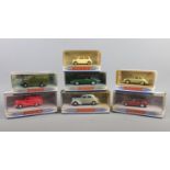Seven Matchbox Dinky boxed cars. To include 1964 Mini Cooper S DY-21, 1950 Ford V8 Pilot DY5-8, 1968