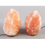 Two Himalayan rock salt table lamps. (Tallest 26cm)