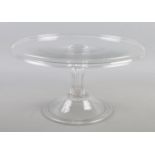 A late 18th/early 19th century glass tazza with silesian stem and domed folded foot. Height 15cm,