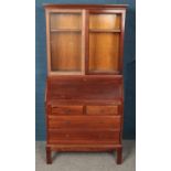 An late 20th century Mahogany bureau bookcase. (84cm width, 41cm depth, 178cm height) no glass in