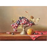 Zoltan Preiner, framed oil on board, depicting still life fruit. (30cm x 39cm)