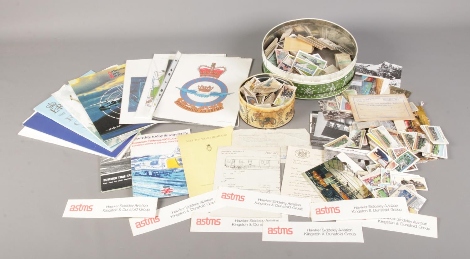 A large collection of cigarette cards, leaflets and transport ephemera.