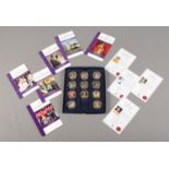 A collection of eleven 24ct gold plated coins, from The London Mint Office and Westminster