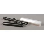 A Weihrauch Sport moderator/silencer, 1/2" UNF, for 0.177 and 0.22cal air rifles. Together with a