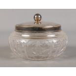 A cut glass and silver lidded bowl, with the lid assayed for Sheffield, 1943 by James Dixon and
