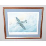 Michael Swanson - A signed print, of a spitfire flying at dusk, titled 'Evening Flight'. Also signed