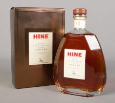 A boxed full and sealed one litre bottle of Hine Rare Fine Champagne VSOP Cognac.