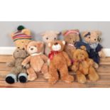 Eight collectable teddy bears, including example with growler, Russ Berrie and Gund etc.