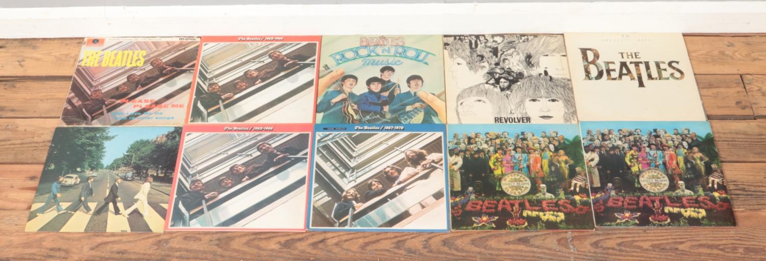The Beatles: Ten vinyl LP's to include Sgt Pepper's Lonely Hearts Club, Revolver, Abbey Road and