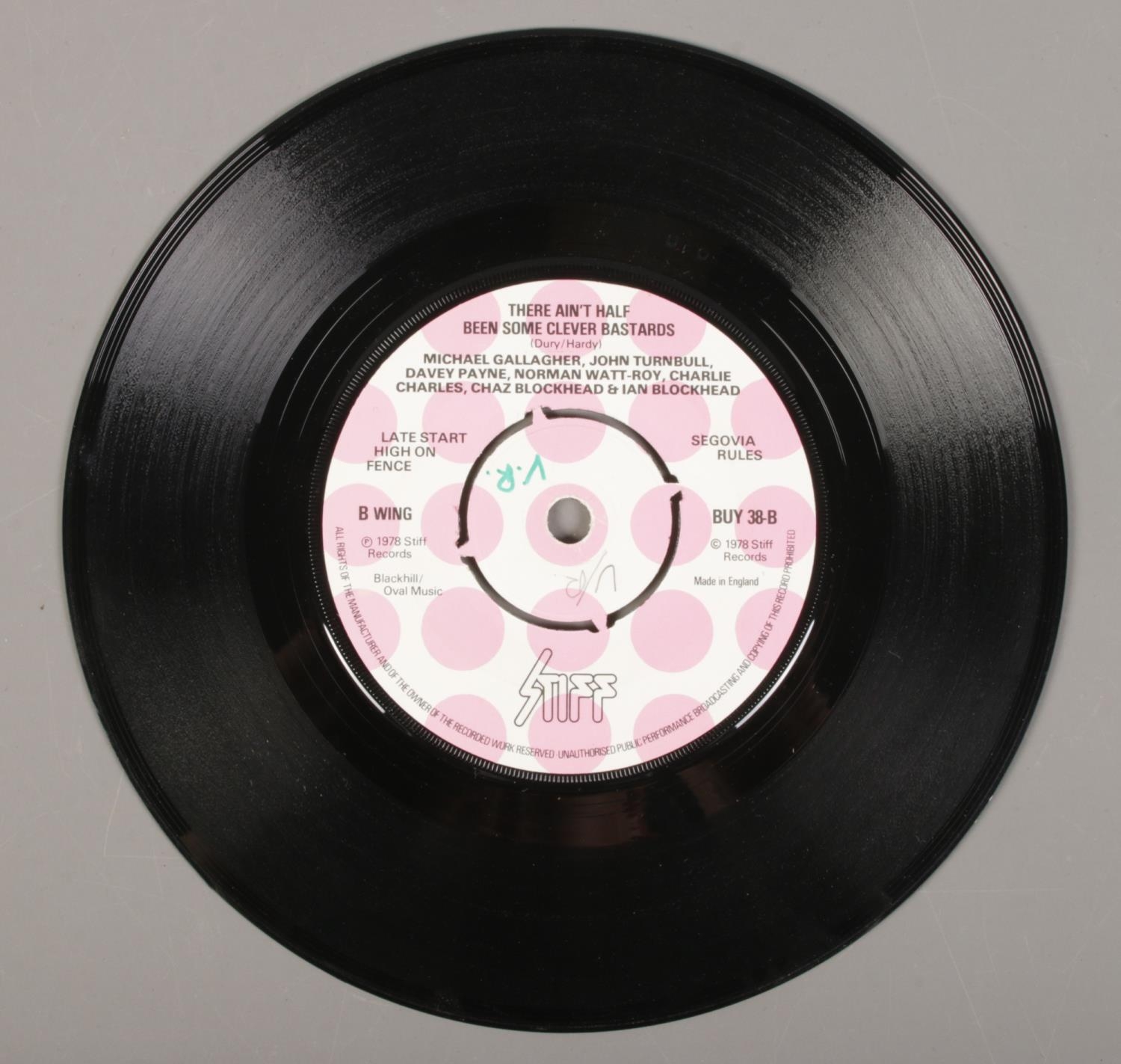 A 1978 Ian Dury Stiff Records miss pressing vinyl 45rpm record.