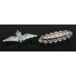 Two sweetheart brooches; one silver specimen, assayed for Birmingham, together with a white metal