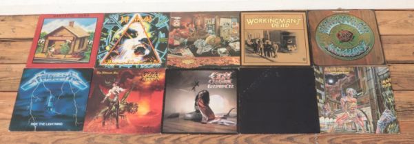 A collection of Heavy Rock/Metal LP vinyl records, to include Def Leppard, Metallica, Grateful
