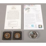 Three commemorative coins; including Royal Mint Winston Churchill 2010 Olympic Games Â£5 Proof