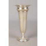 A silver trumpet posy vase, with filled stepped base. Assayed for Birmingham, 1917 by A & J