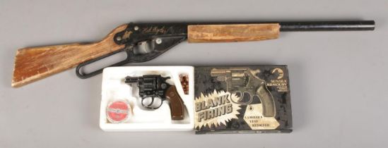 A Sussex Armoury blank firing 'Gambler's Revolver' starter pistol, together with Daisy 'Red Ryder'