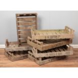 Seven assorted vintage potato crates, to include W. Hoyes and Sons and Caudwell Farms.