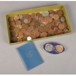 A collection of mainly British pre decimal coins. Includes Britain's First Decimal Coins set,