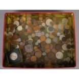 A collection of British pre decimal and World coins. Includes 1951 Five Shillings, reproduction half