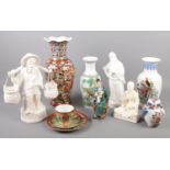 A collection of Oriental ceramics. Includes vases, blanc de chine figures etc.