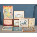 A large quantity of pictures and jigsaws, to included mounted jigsaw of 'Roman Britain' together