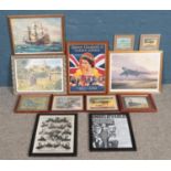 A large collection of pictures and prints. To include Queen Elizabeth II Golden Jubilee and aviation