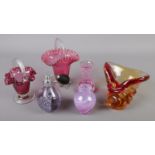 A small quantity of glass. Includes Victorian cranberry glass, Caithness atomiser etc.