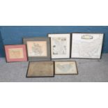 Six engraved framed maps from around the UK. To include a Robert Morden (British c.1650-1703) map of