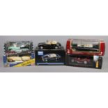 Five boxed scale model vehicles, to include Shell Ferrari 250 Testa Rossa, Tchibo BMW 502 and