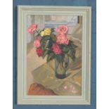 After Lovis Corinth, a framed oil on board, still life of roses. 57cm x 39cm.