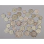 A collection of mainly British pre decimal coins; pre 1947 silver examples including Victorian.