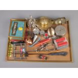 A quantity of miscellaneous collectables including boxed Tiddly Winks game and pair of mens watches.