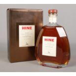 A boxed full and sealed one litre bottle of Hine Rare Fine Champagne VSOP Cognac.
