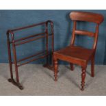A Victorian mahogany chair along with a turned mahogany towel rail.