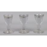 Three Victorian 'Penny Lick' ice cream glasses. 10cm high Chip to the base of one example.