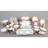A quantity of ceramics. Including Royal Albert Old Country Roses cake stand, Royal Crown Derby,