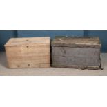 A pair of wooden chests, one with semi fitted interior. External dimensions 97cm (L)x 55cm (H)x