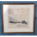 Albany E Howarth (British 1872-1936) original etching of a landscape with horse and cart. H:16.5cm