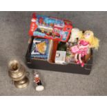 A box of miscellaneous including Wein Rare Marshall Dawn figure and assorted toys.