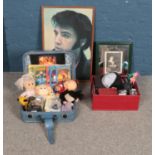 Two boxes of assorted toys including Goosebumps and Star Wars. Also includes Pear's Soap advertising