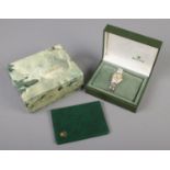 A ladies bi metal Rolex Oyster Perpetual chronometer wristwatch. With box and papers. Working
