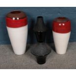 Four decorative vases. Including two LSA International glass examples, etc.