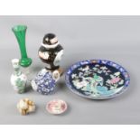 A quantity of assorted ceramics mainly oriental themed including blue and white tea pot and plate